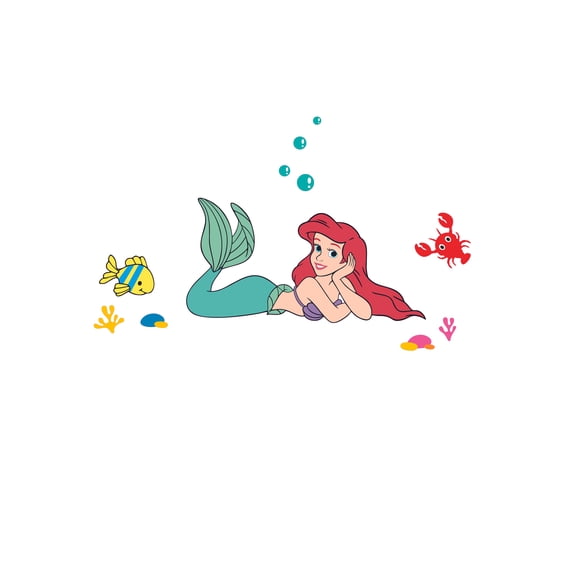 Home Living Room Art StickerDecal Movie The Little Mermaid Princess Ariel Adhesive Wall Sticker Decoration - 12" x 20" Removable Vinyl Kids Bedroom Nursery Aquatic Creature Multicolored Wall Decal