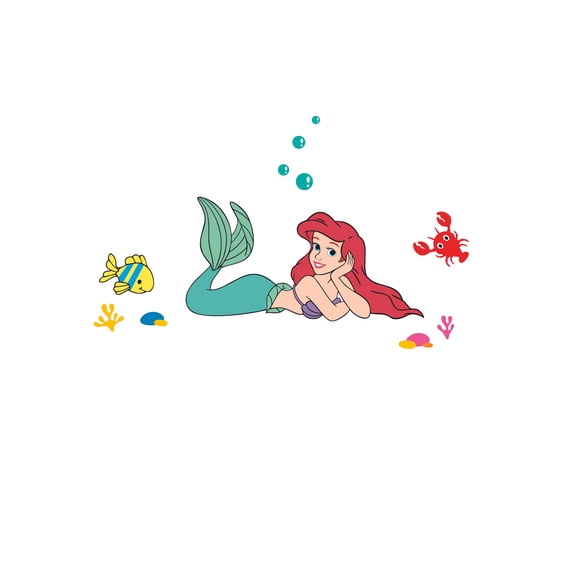 Home Living Room Art StickerDecal Movie The Little Mermaid Princess Ariel Adhesive Wall Sticker Decoration - 19" x 30" Removable Vinyl Kids Bedroom Nursery Aquatic Creature Multicolored Wall Decal
