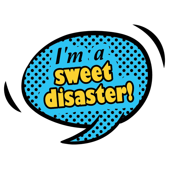 Home Living Room Lettering Art Decoration Quotes I'm A Sweet Disaster Vinyl Adhesive Wall Decal - 19" x 28" Girls Teens Bedroom Comic Dialogue Bubble Design Multicolored Decor Removable Wall Sticker