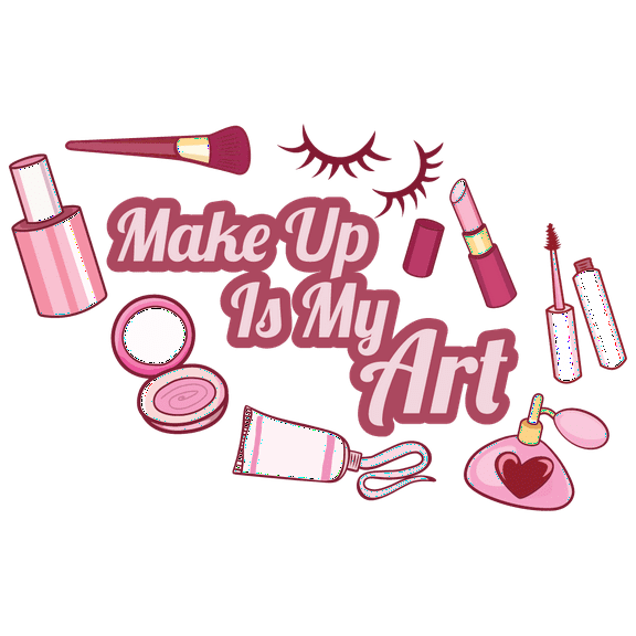 Home Living Room Makeup And Cosmetics Decoration Art Girly Girl Design Removable Vinyl Wall Decal - 14" x 20" Girls Bedroom Makeup Is My Art Quote Lettering Design Adhesive Wall Decor Sticker