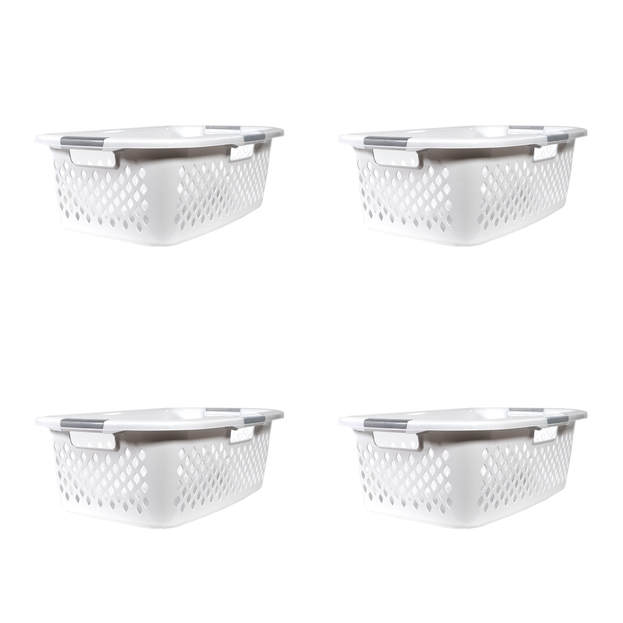 Home Logic 1.5 Bushel Front Load Plastic Laundry Basket, White (Set of 4) - Walmart.com