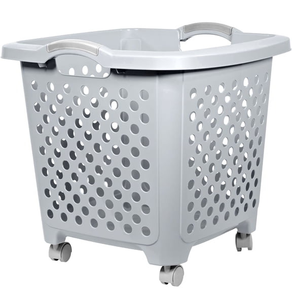 Home Logic 1.75 Bushel Rolling Laundry Basket with Wheels, Gray, Set of 4