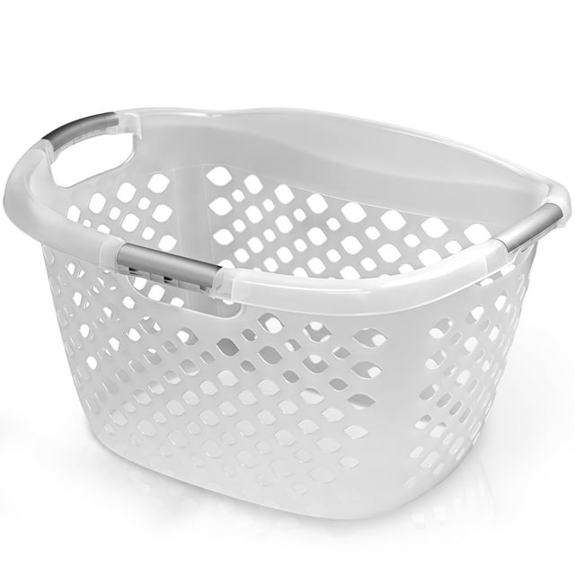 Home Logic 1.8 Bushel Hip Grip Plastic Laundry Basket, Clear