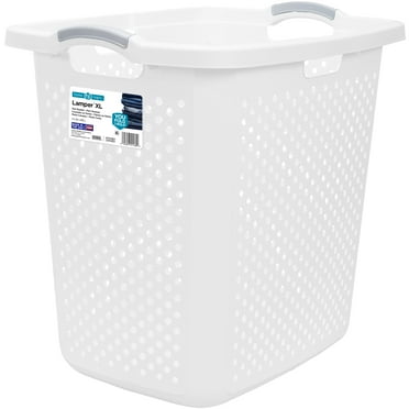 Home Logic 2.5 Bushel Extra Large Plastic Laundry Hamper, White, Adult / Tween