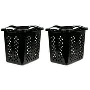 Home Logic 2 Bushel Lamper Plastic Laundry Basket with Silver Handles, Black, 2 Pack