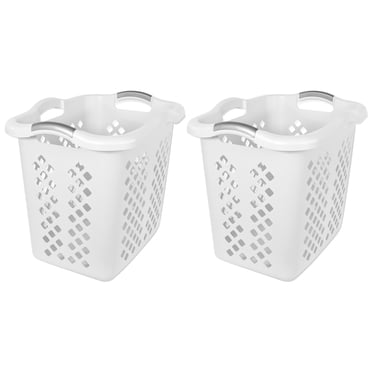 Sterilite Plastic Laundry Basket – 2 Bushel, White, Rectangle With Handles, Adult Size