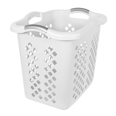 Home Logic 2 Bushel Lamper Plastic Laundry Basket with Silver Handles, White, Adult / Tween