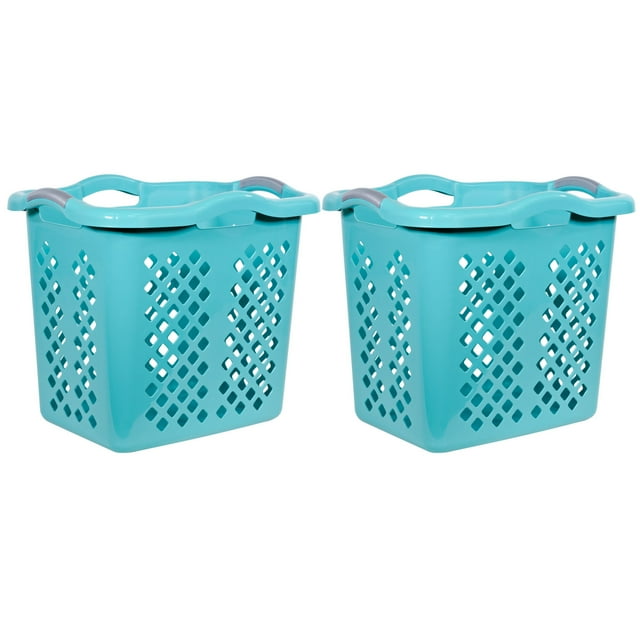 Home Logic 2 Bushel Plastic Lamper Laundry Basket with Silver Handles