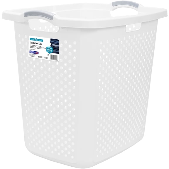 Home Logic Plastic Laundry Hamper – Durable, 2.5 Bushel Capacity, White