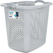 Home Logic XL Lamper Plastic Laundry Basket 2.5 Bushel, Soft Silver