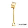 thumbnail image 1 of Home Long Handle Kitchen Shovel Shape Spoon Fork Ice Cream Stainless Steel GOLD-FORK, 1 of 8