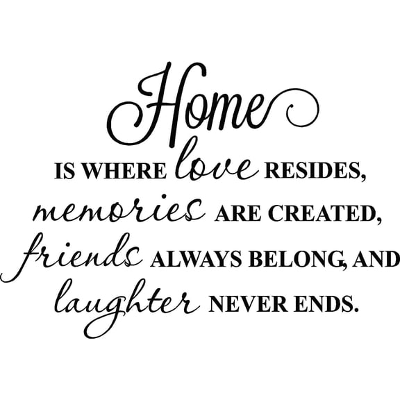 Home is Where Love Resides Memories are Created Friends Always Belong Laughter Never Ends Cute Wall Art Inspirational Vinyl Wall Quote Saying Lettering Stencil Art