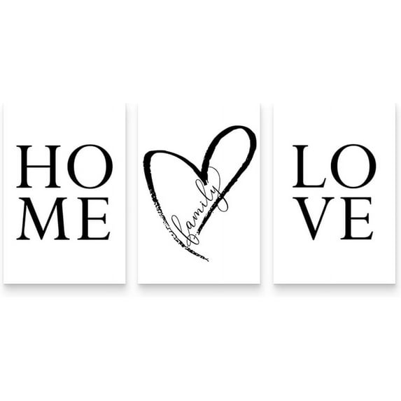 Home Love Wall Decor Bedroom Decor for Couples Wall Art Set of 3 Prints Bedroom Wall Decor Loves Above Bed Art Prints Home Gifts Black and White Wall Decor Minimalist Wall Art Canvas 12"x16"