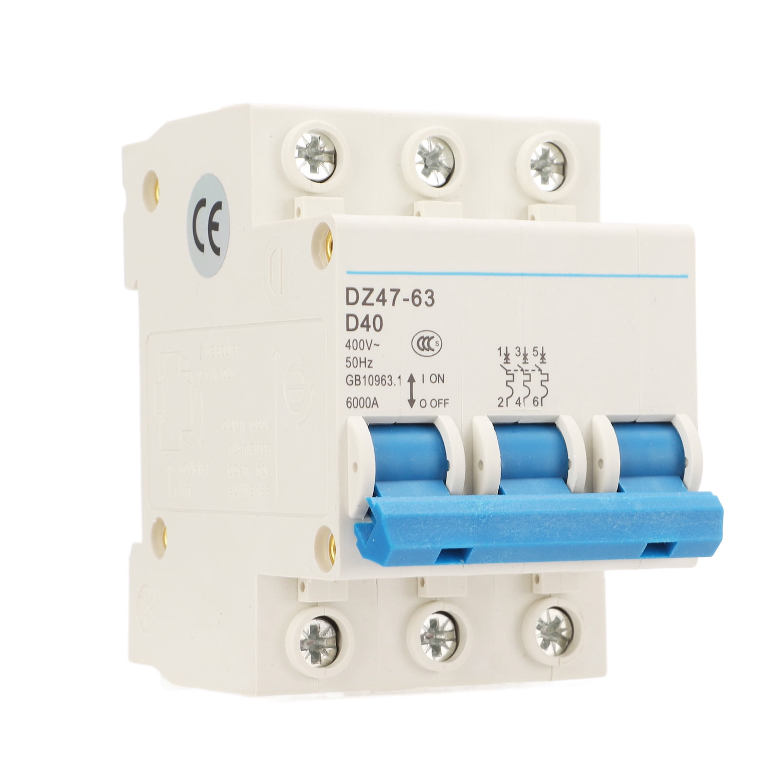 Home MCB, 3P 6000A Breaking Capacity Circuit Breaker Switch 400V 40A