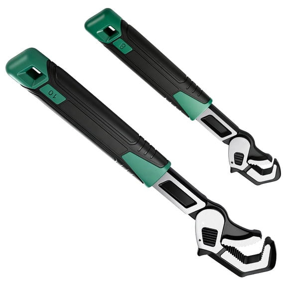 Home Maintenance Wrench Set 2 Piece Auto-Grip Pipe Holding Tool, Serrated Teeth Clamp Heads, High-Carbon Steel Handles for Plumbing Hardware Work
