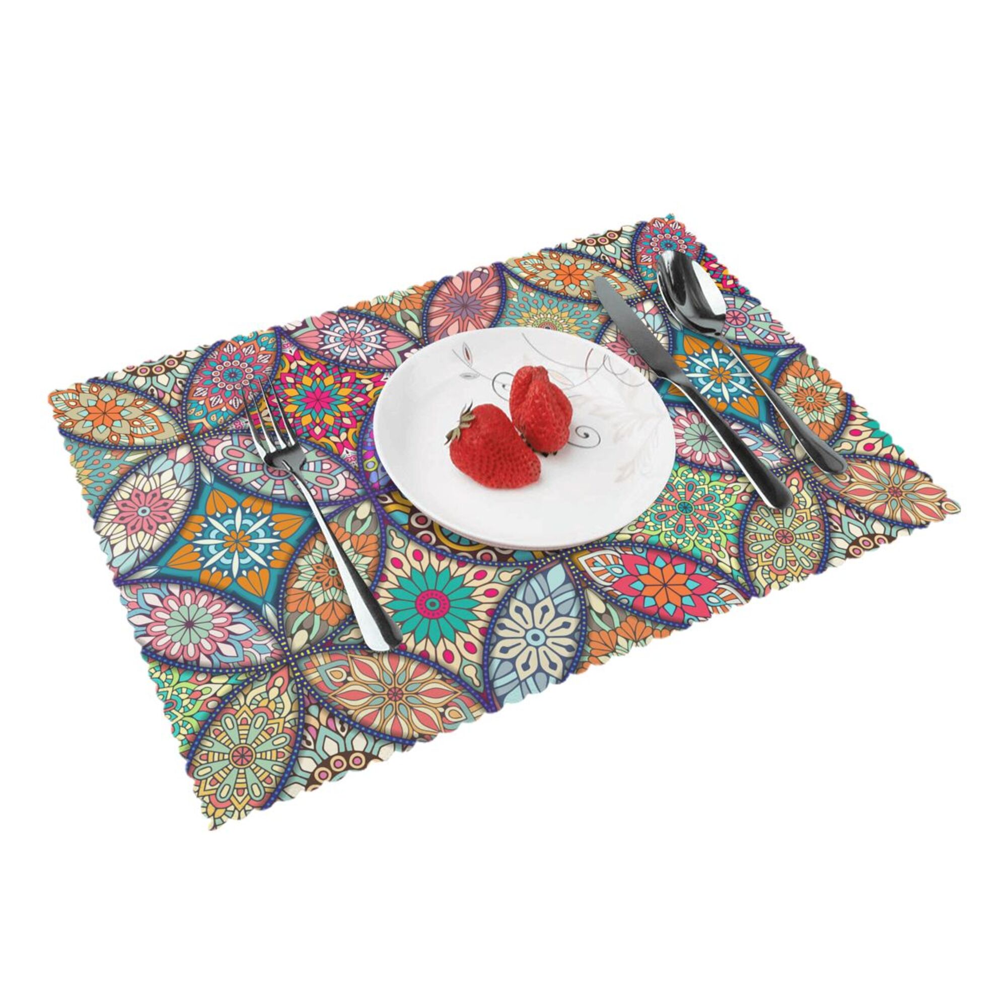 Home Mandala Pattern Placemats Set Of 4 Washable Wipeable Place Mats