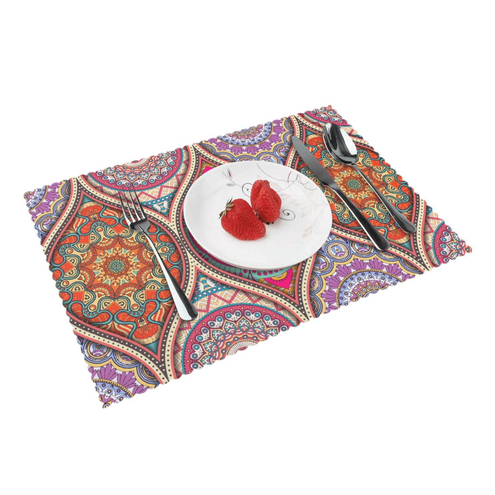 Home Mandala Pattern Placemats Set Of 4 Washable Wipeable Place Mats