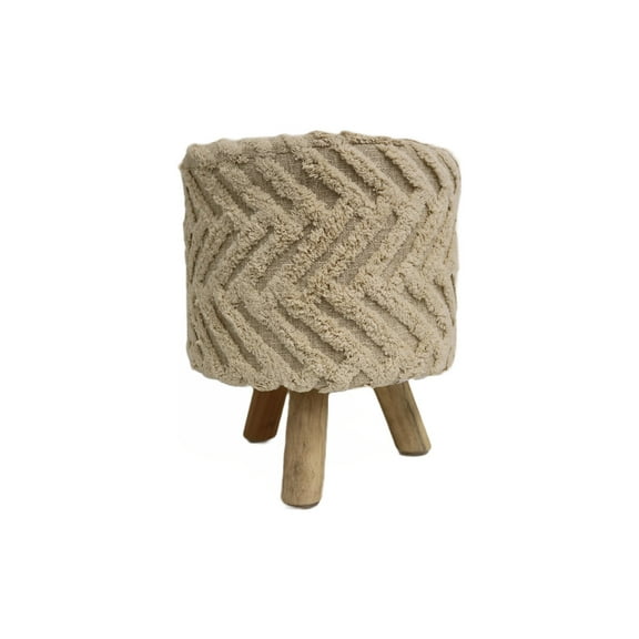 Home&Manor Bordeaux Cotton Round Stool