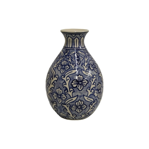 Home&Manor Ceramic Bottle Vase Light Blue