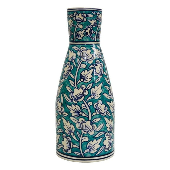 Home&Manor Ceramic Tall Vase Teal