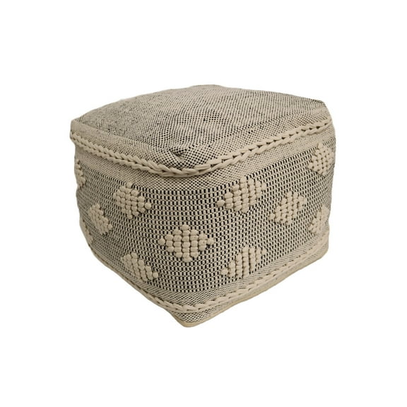 Home&Manor Ferrara Cotton Cube Pouf