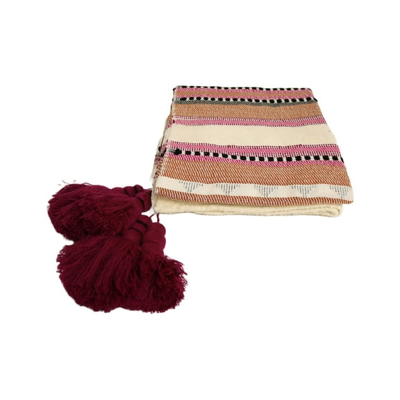 Home&Manor Handcrafted Wool & Cotton Throw Blanket
