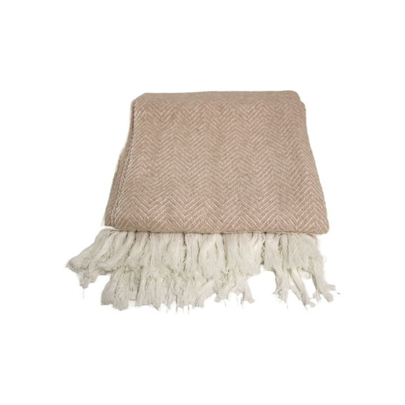 Home&Manor Handcrafted Wool & Cotton Throw Blanket