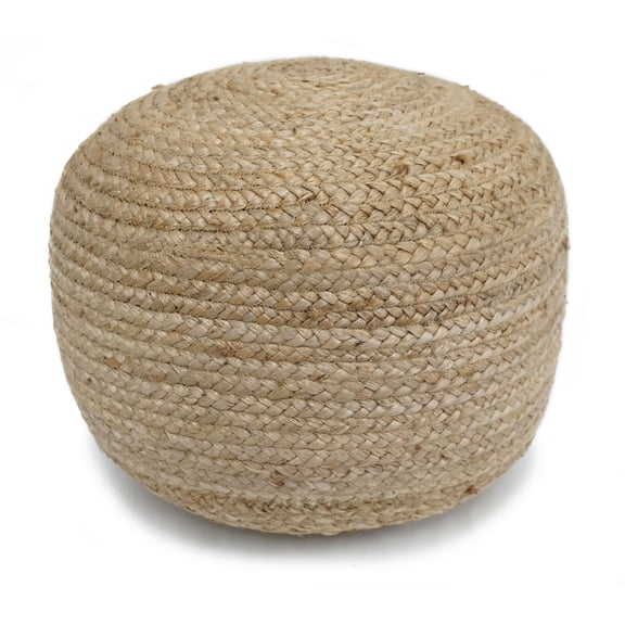 Home&Manor Jute Round Pouf