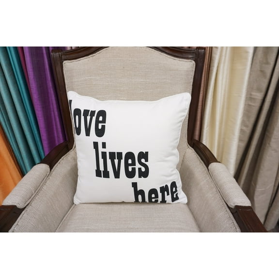 Home&Manor "Love Lives Here" Quote Throw Pillow 18x18