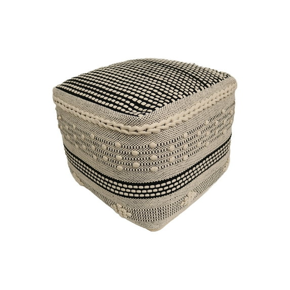 Home&Manor Lucca Cotton Cube Pouf
