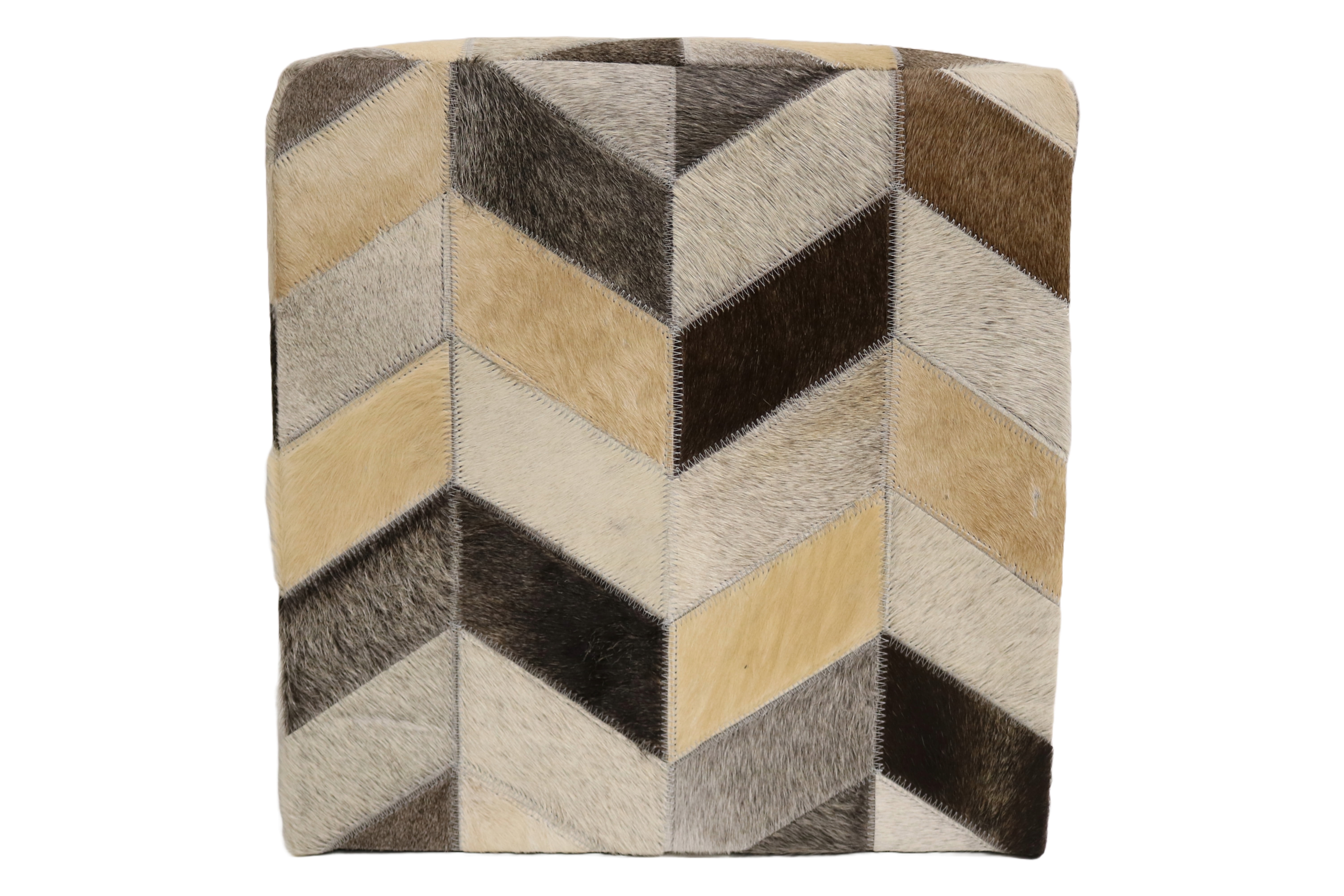 Lugo 16" Multicolor Cowhide Leather Cube Pouf