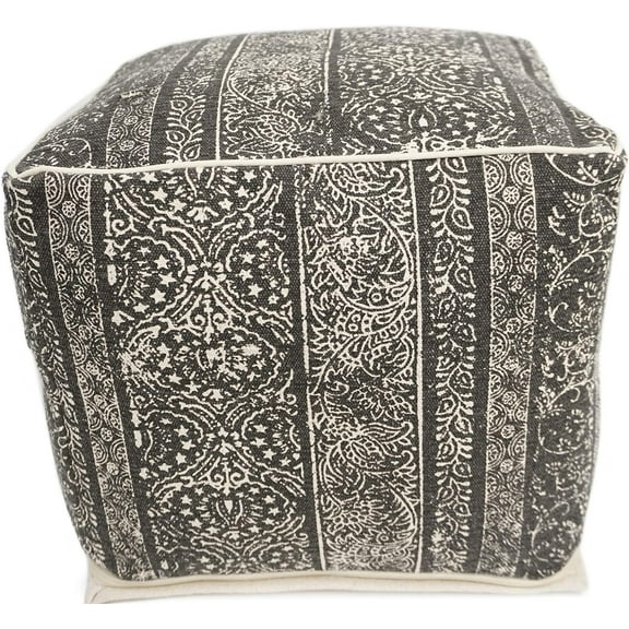 Home&Manor Wool Cotton 16" Pouf Ottoman