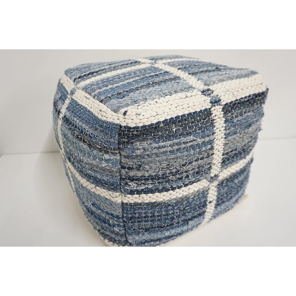 Home&Manor Wool Cotton 18" Pouf Ottoman