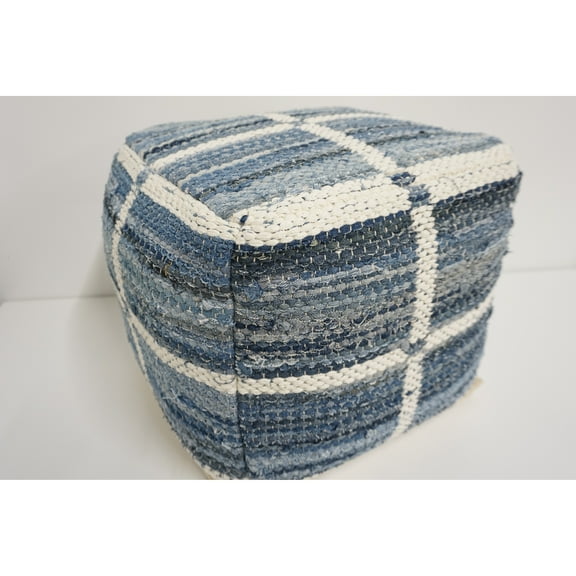 Home&Manor Wool Cotton Marinez Cube Pouf
