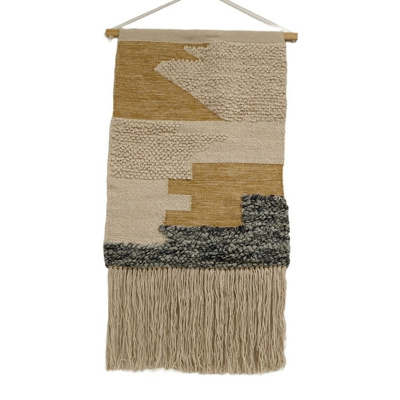 Home&Manor Wool and Cotton Large Macrame Wall Hanging with Rod Included