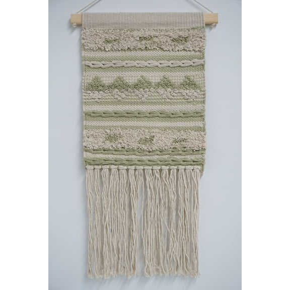 Home&Manor  Wool and Cotton Macrame Wall Hanging with Rod Included - Exact Size