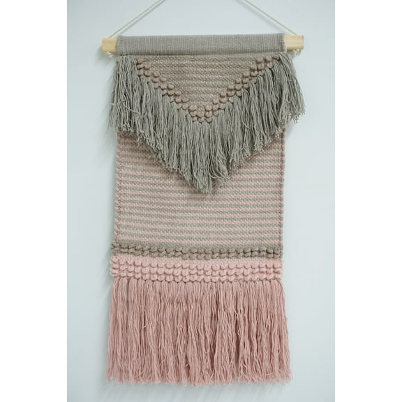 Home&Manor  Wool and Cotton Macrame Wall Hanging with Rod Included - Exact Size