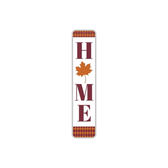 Home Maple Leaf Aluminum Metal Decor Sign - 4x18 inches