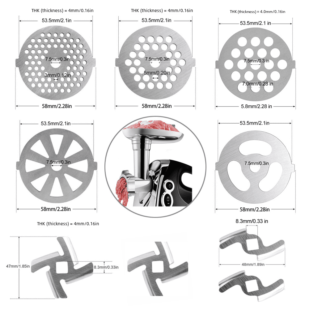 Home Meat Grinder Accessories Stainless Steel Knife Mesh Blade Enema Machine Meat Grinder Hole Plate Meat Grinder