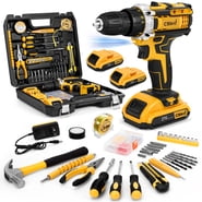 Cshidworld Tool Set with 21V Cordless Drill, 95PCS Electric Power Drill Tool Kit, Repair Tools Sets Combo Kits Storage Organizer Case for Men and Women, Yellow
