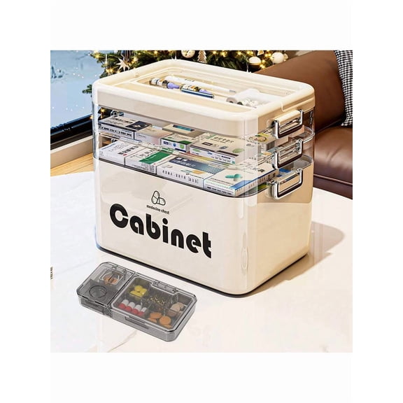 Home Medicine Cabinet Organizer – Large Medication Storage For Pills, Vitamins & First Aid (Includes 3-In-1 Pill Organizer)