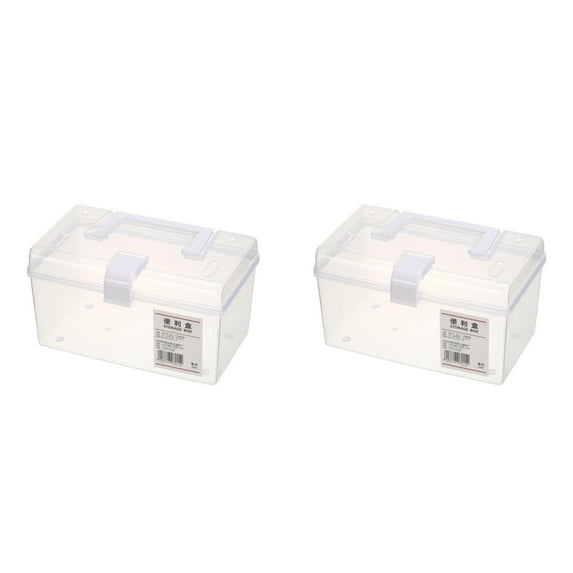 Home Medicine Cabinet - Portable Clear Plastic Storage Container Box with Handle Lock