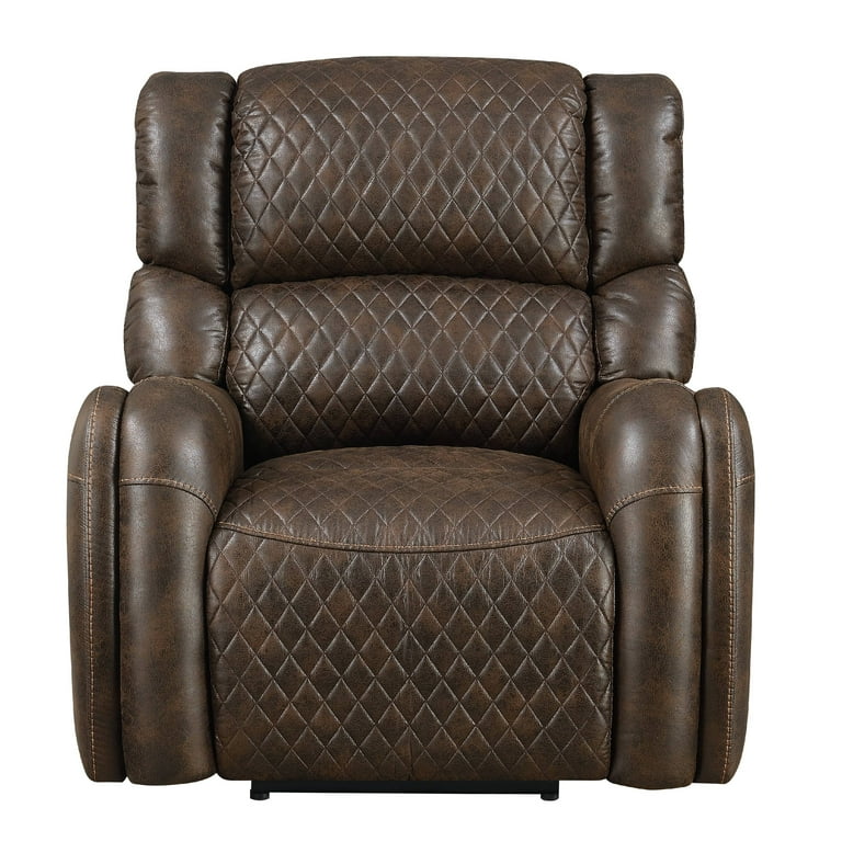 Home Meridian Upholstered Quilted Power Recliner with USB Charging in Walnut Brown Walmart
