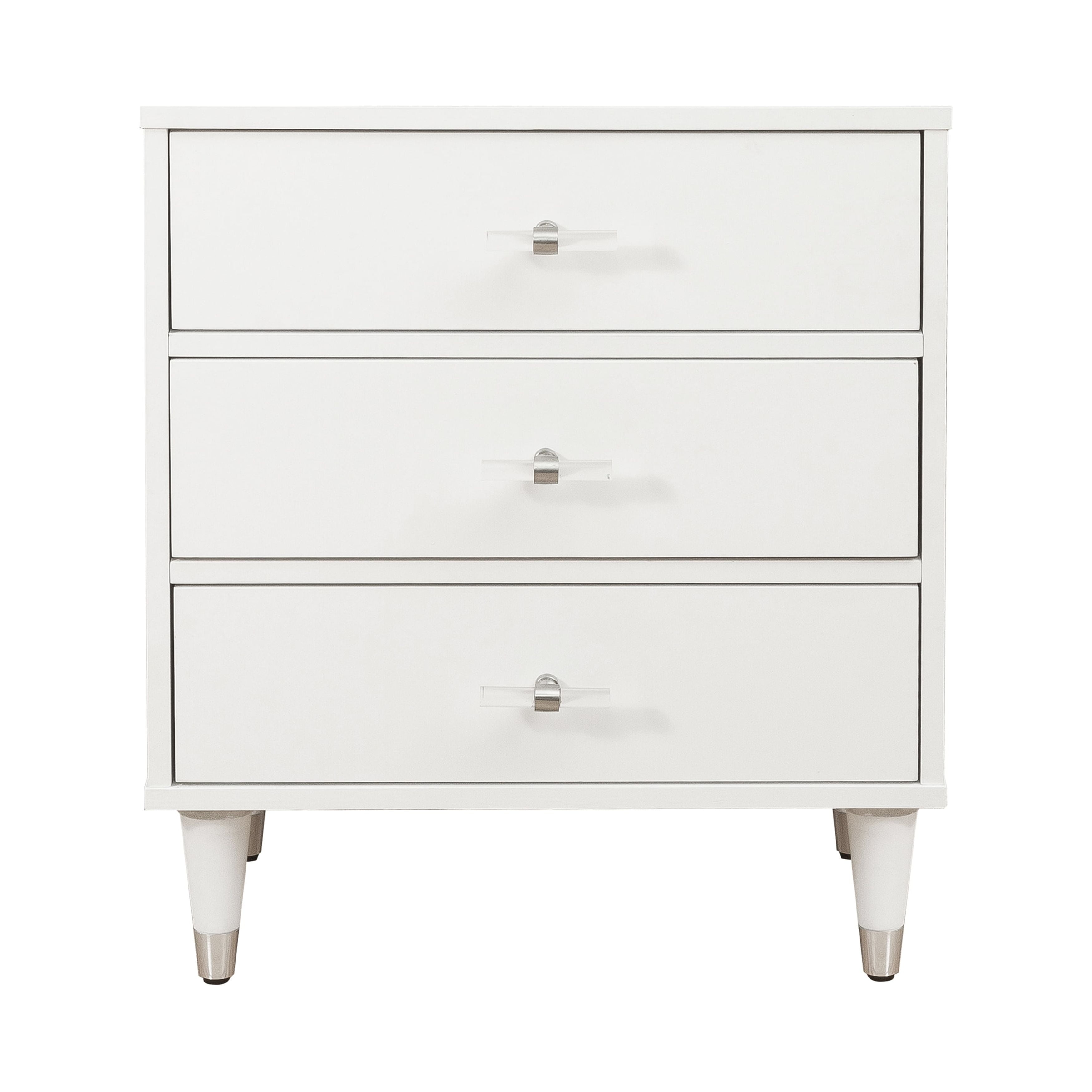 Home Meridian White Three Drawer Modern Glam Nightstand - Walmart.com