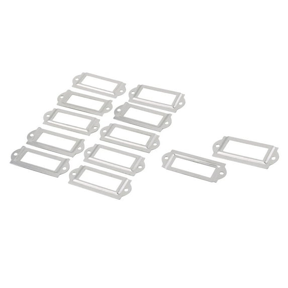Home Metal Drawer Box Case Tag Label Card Holders Silver Tone 60 x 24mm 12 Pcs