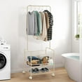 thumbnail image 1 of Home Metal Laundry Cart with Hanging Rack & Storage Shelves | 3-In-1 Rolling Hamper with Wheels for Clothes, Towels and Toys | Space Saving Organizer for Small Apartment/Bathroom, 1 of 7