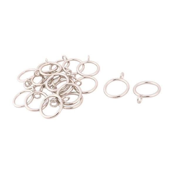 Home Metal Window Curtain Drapery Rod Hanging Hook Clip Ring Silver Tone 20pcs