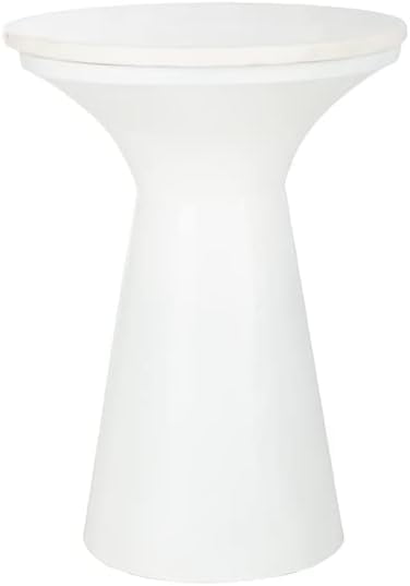 Mila 16" White Marble and Metal Round Pedestal End Table