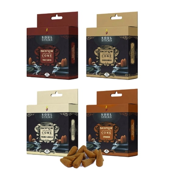 Home Mix Backflow Incense Cones by Soul Sticks | Craft Back Flow Incense Cones Pack of 4 Scents Fits all Backflow Incense Burners