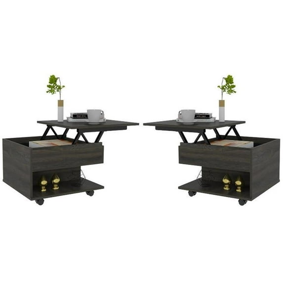 Home Square Furniture Luanda Lift Top Coffee Table in Espresso Carbon - Set of 2